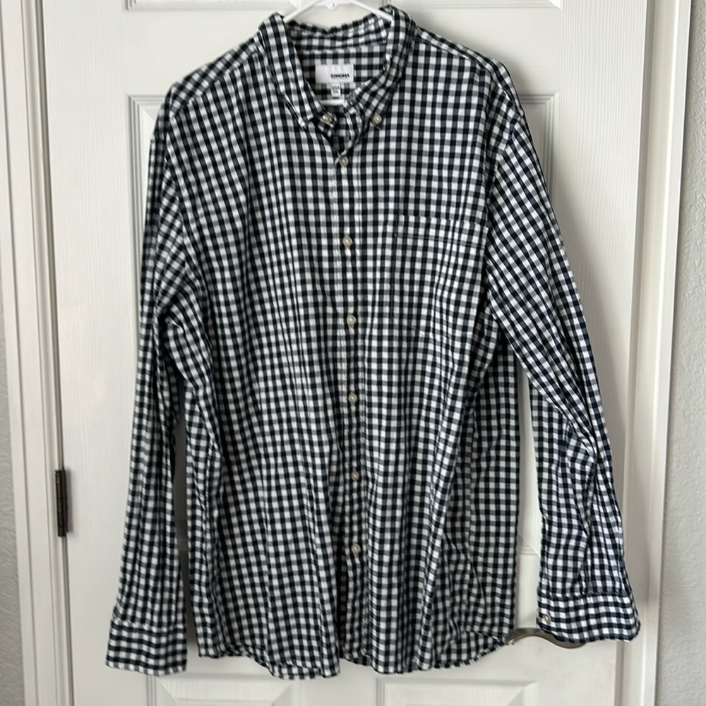 Sonoma dark navy gingham button up xxl